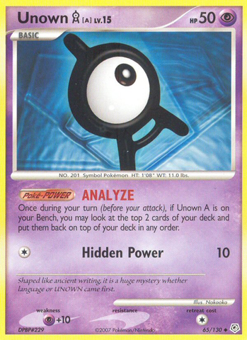 Unown A (65/130) [Diamond & Pearl: Base Set] Reverse Holofoil