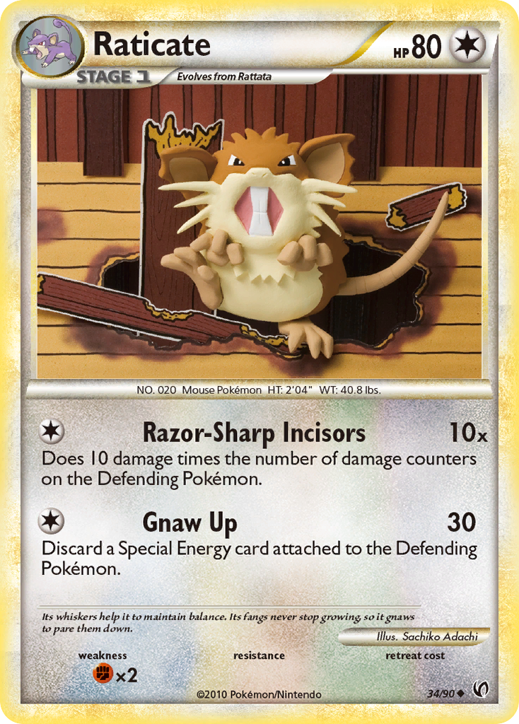 Raticate (34/90) [HeartGold & SoulSilver: Undaunted] Reverse Holofoil