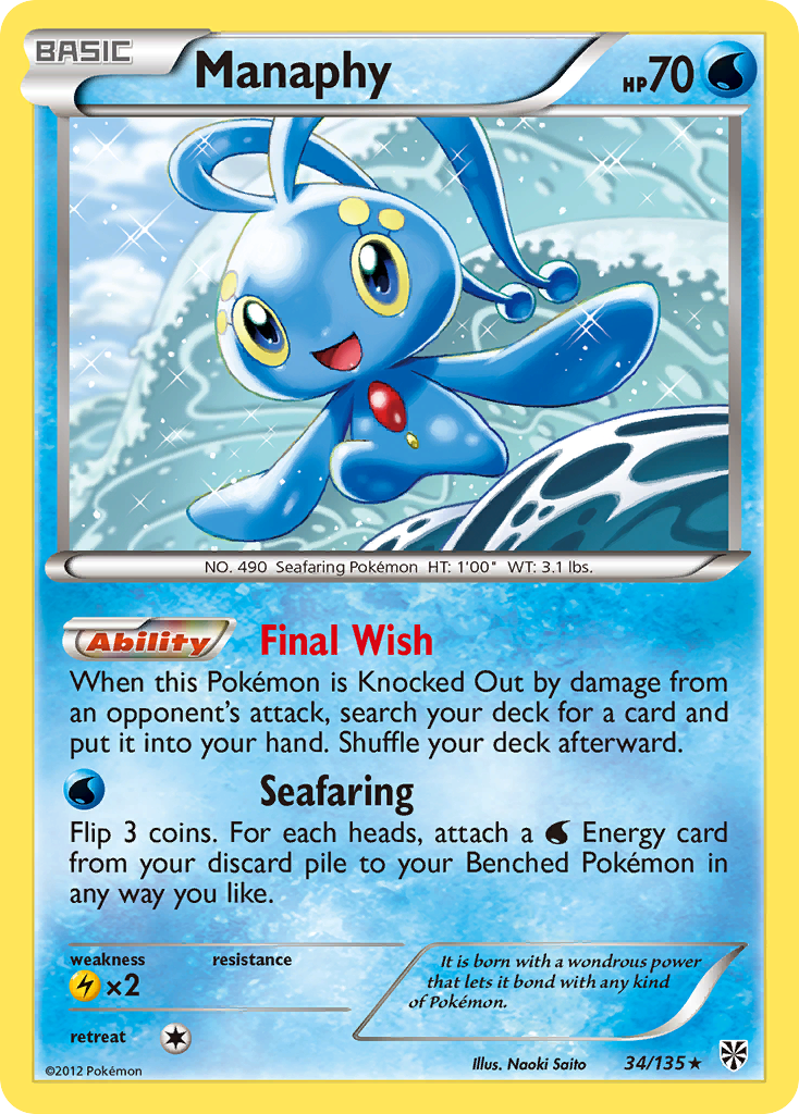 Manaphy (34/135) [Black & White: Plasma Storm] Reverse Holofoil