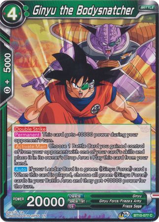 Ginyu the Bodysnatcher (BT10-077) [Rise of the Unison Warrior] Parallel Foil