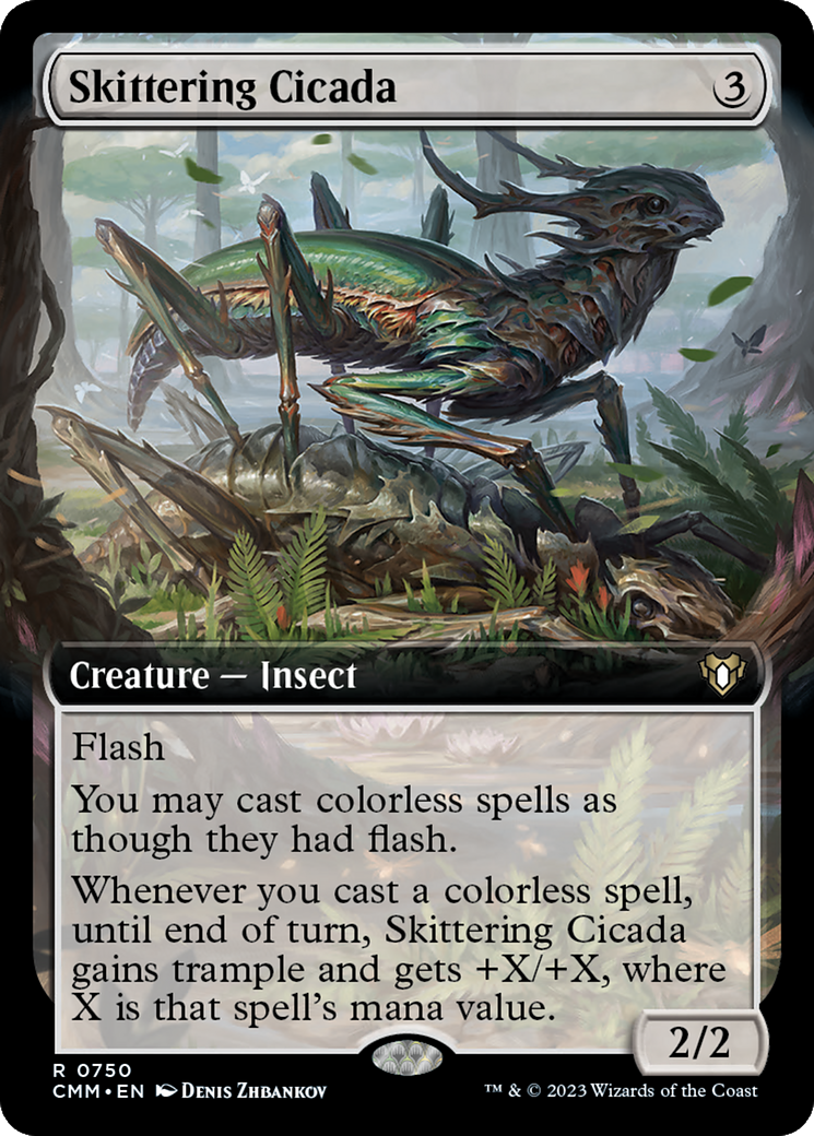 Skittering Cicada (Extended Art) [Commander Masters] Foil