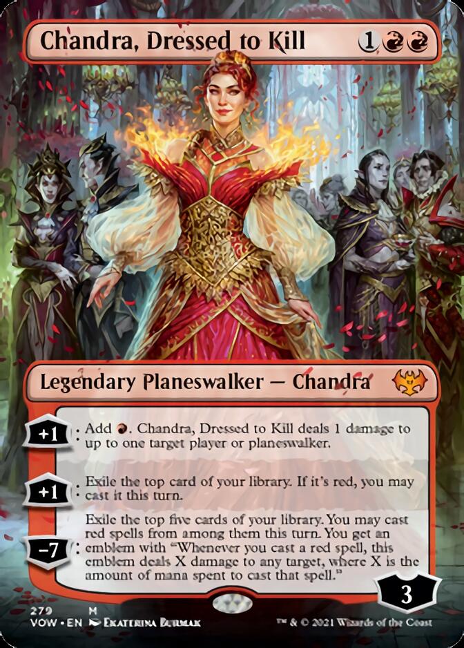 Chandra, Dressed to Kill (Borderless) [Innistrad: Crimson Vow] Foil