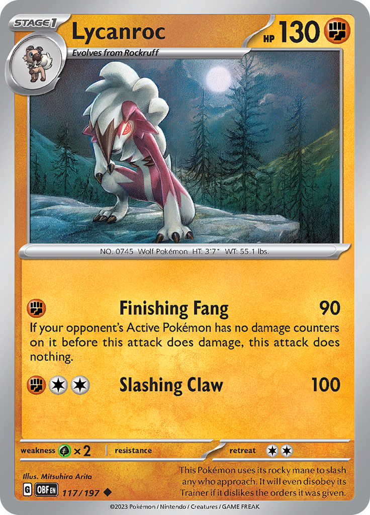 Lycanroc (117/197) [Scarlet & Violet: Obsidian Flames] Reverse Holofoil
