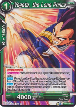 Vegeta, the Lone Prince (BT10-068) [Rise of the Unison Warrior] Parallel Foil