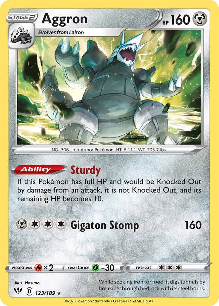 Aggron (123/189) [Sword & Shield: Darkness Ablaze] Reverse Holofoil