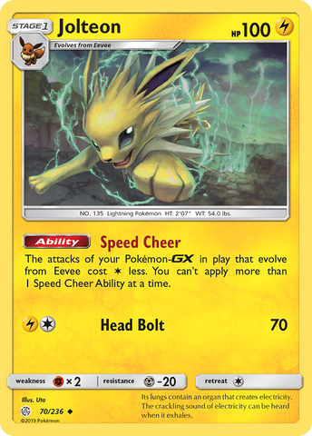 Jolteon (70/236) [Sun & Moon: Cosmic Eclipse] Reverse Holofoil