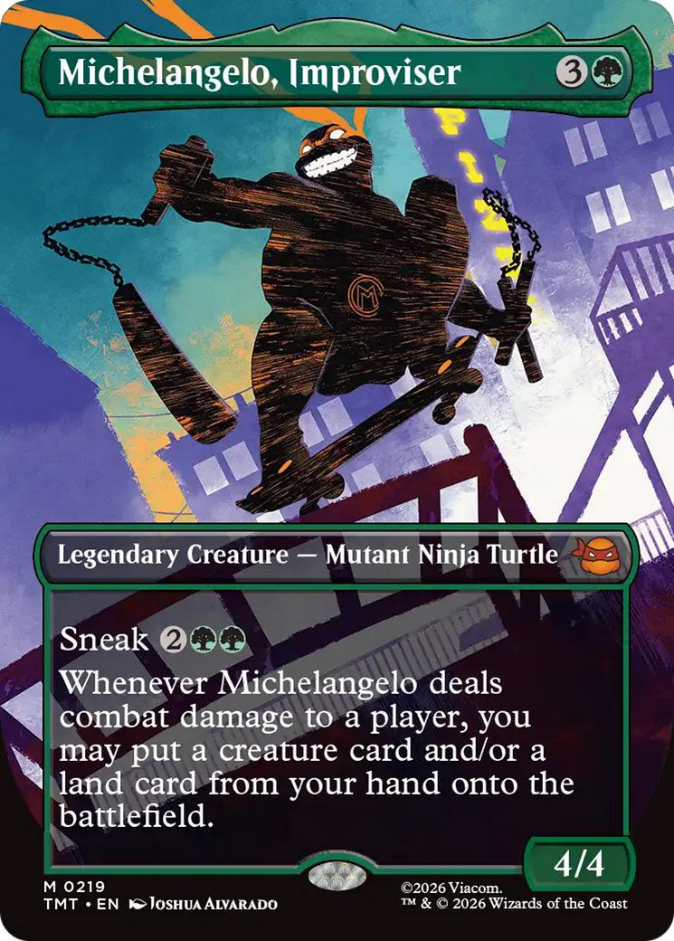 Michelangelo, Improviser (Borderless) [Teenage Mutant Ninja Turtles] Foil