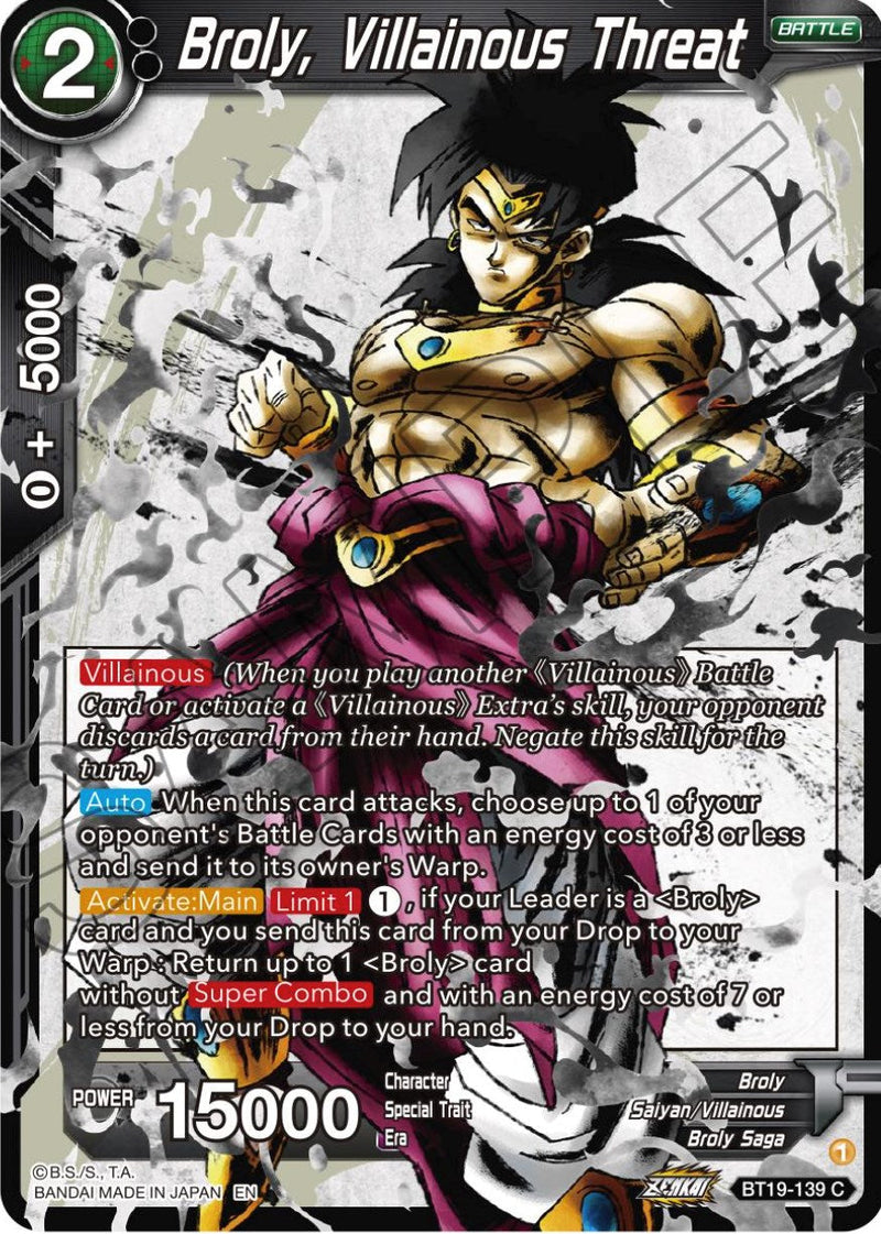 Broly, Villainous Threat (BT19-139) [Fighter's Ambition] Parallel Foil