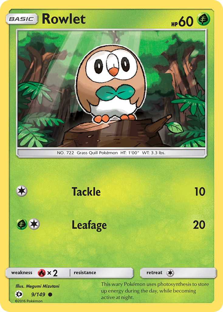 Rowlet (9/149) [Sun & Moon: Base Set] Reverse Holofoil