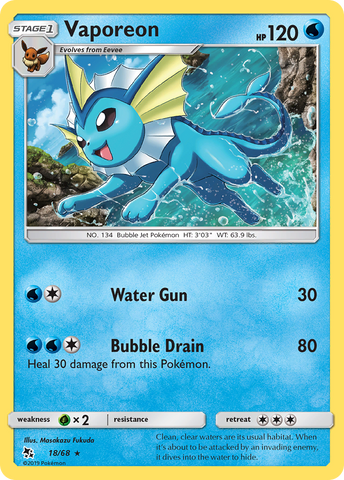 Vaporeon (18/68) [Sun & Moon: Hidden Fates] Reverse Holofoil