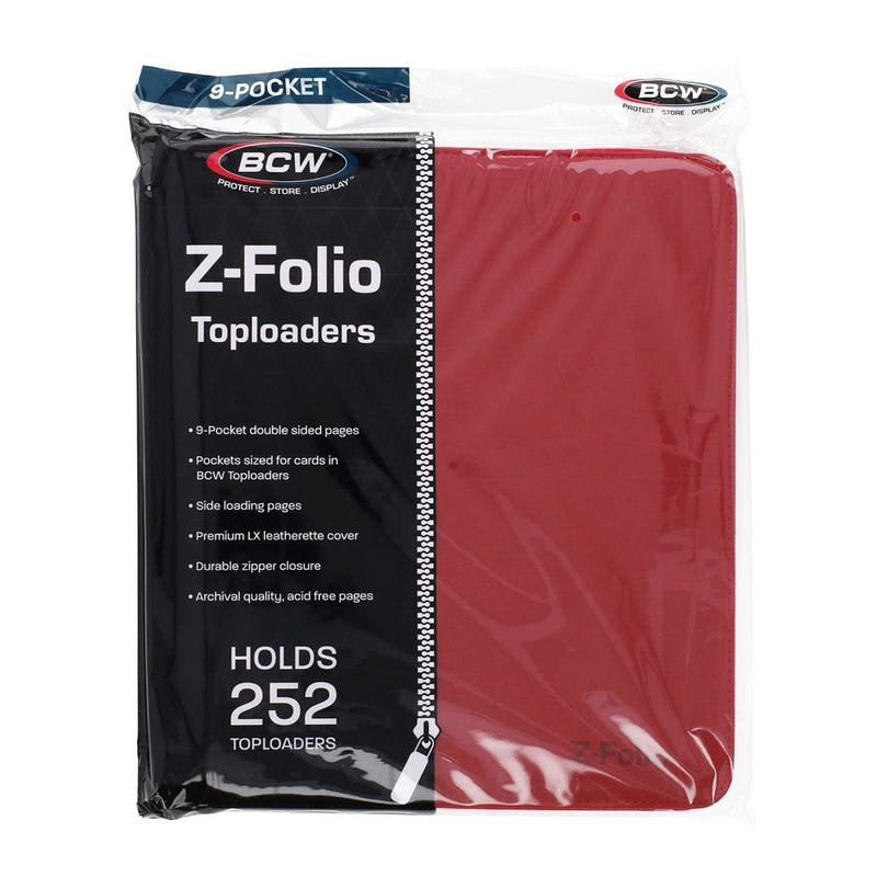 BCW 9-POCKET Z-FOLIO TOPLOADER BINDER RED